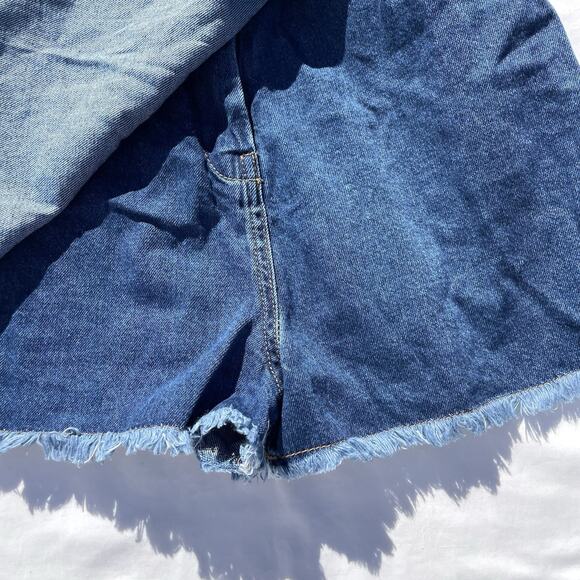 Lone Star Denim Crop Top Skirt Set Womens Small Blue Shorts 2 Piece Outfit - Picture 7 of 8